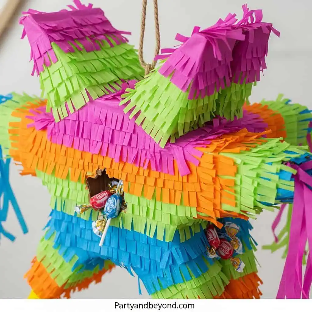 Colorful piñata for birthday celebrations.
