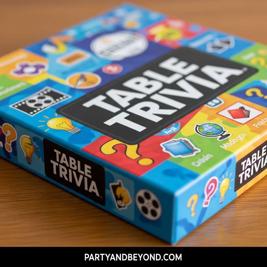 Fun indoor wedding game with colorful trivia cards for guests.