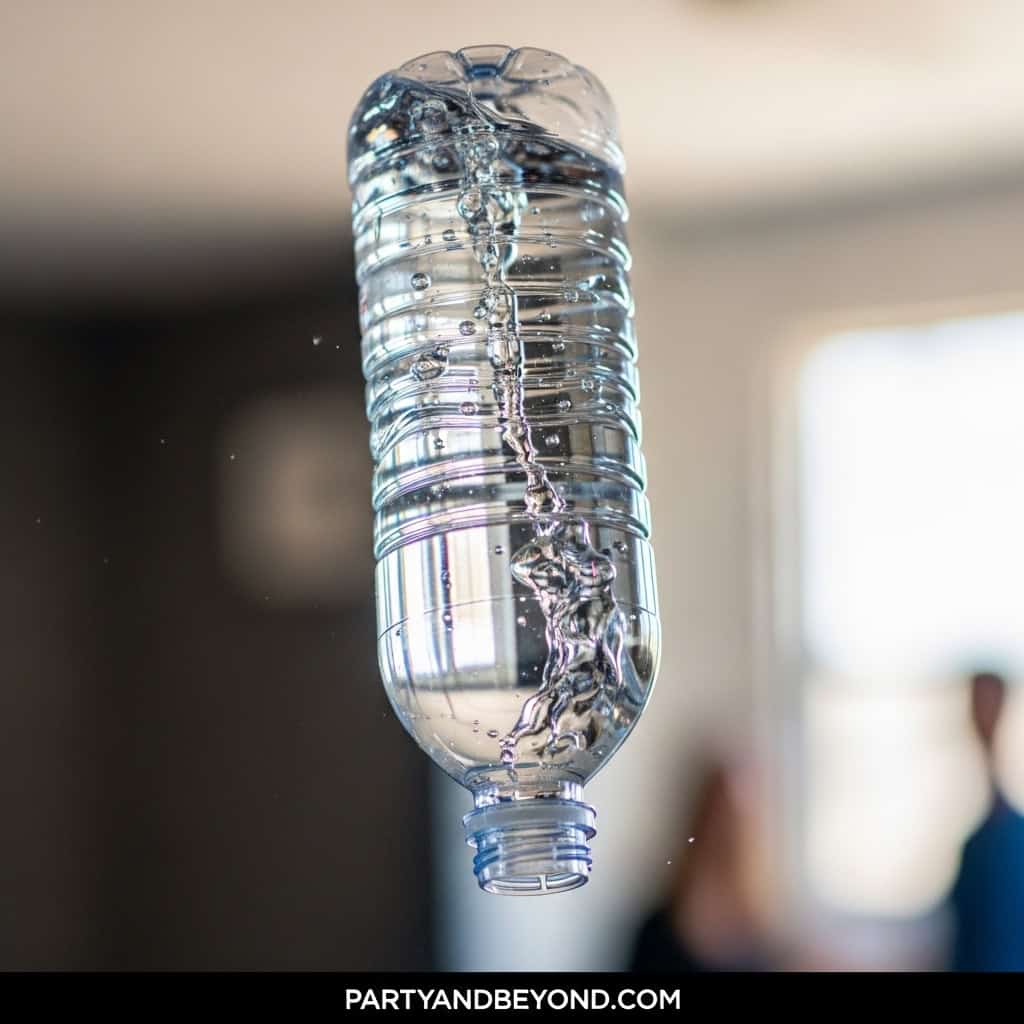 Water bottle with splash, perfect for Minute to Win It party games for adults.
