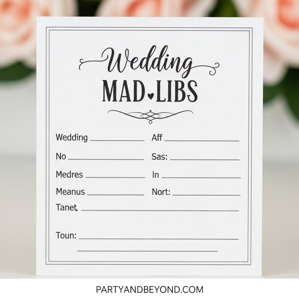 Indoor wedding game sign for fun and entertainment at wedding receptions. Perfect for engaging guest.