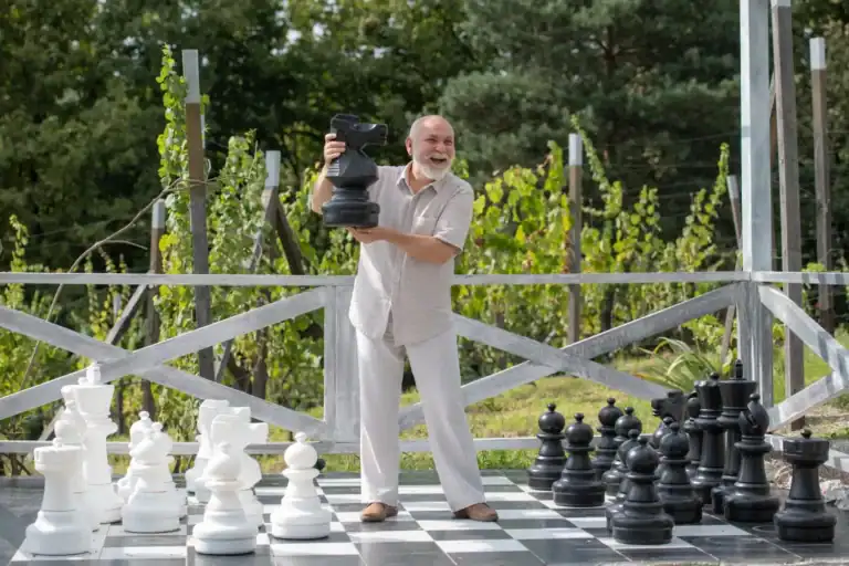 Outdoor giant chess game for parties and events.