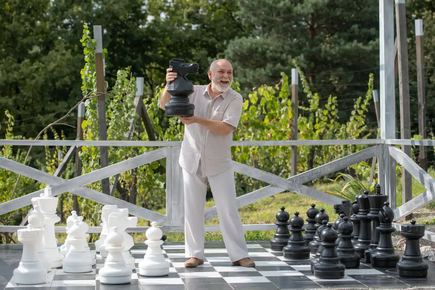 Outdoor giant chess game for parties and events.