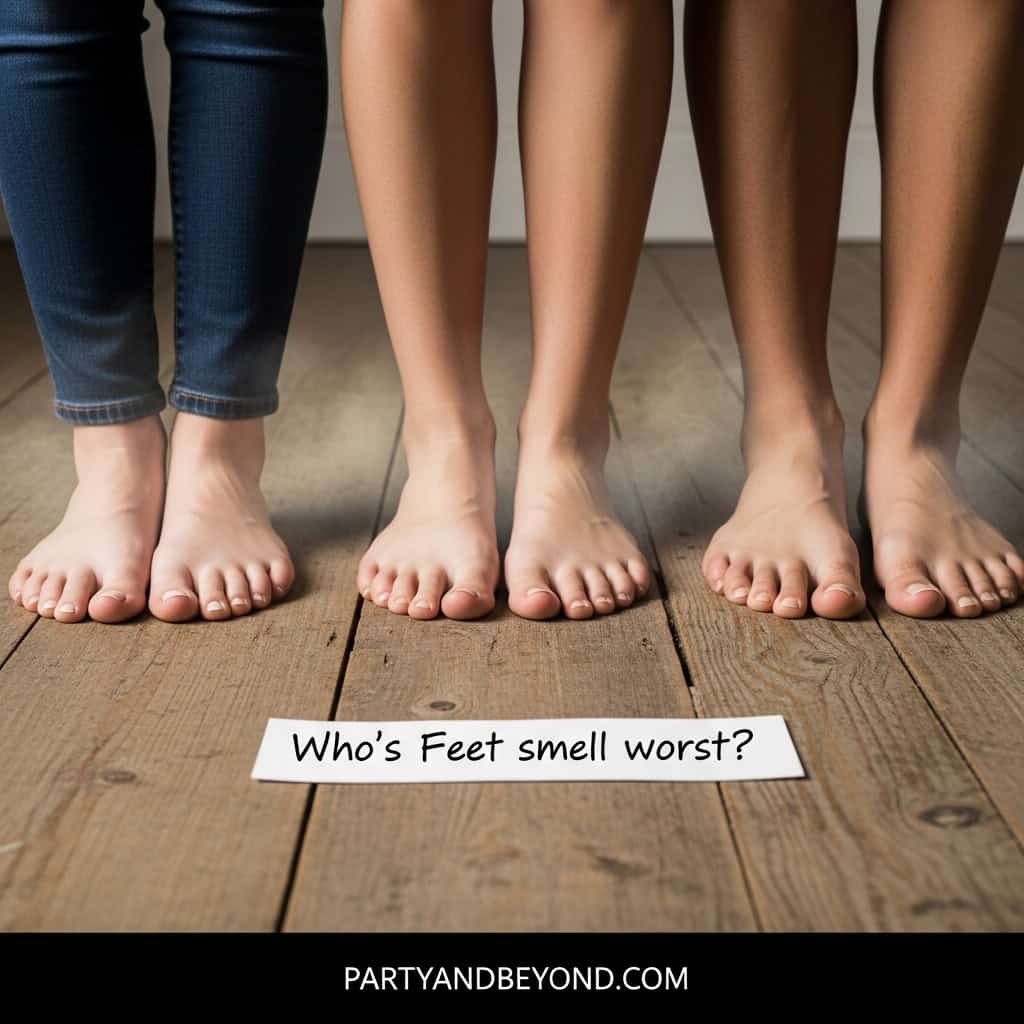 Foot odor contest, wedding game, guest entertainment, fun activity, party game.