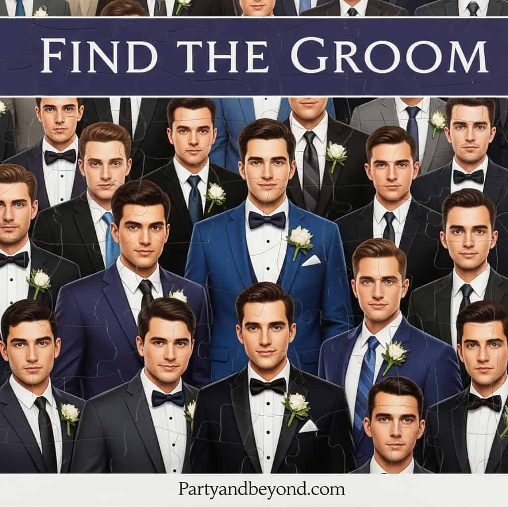 Group of groomsmen in suits at wedding, stylish and elegant.