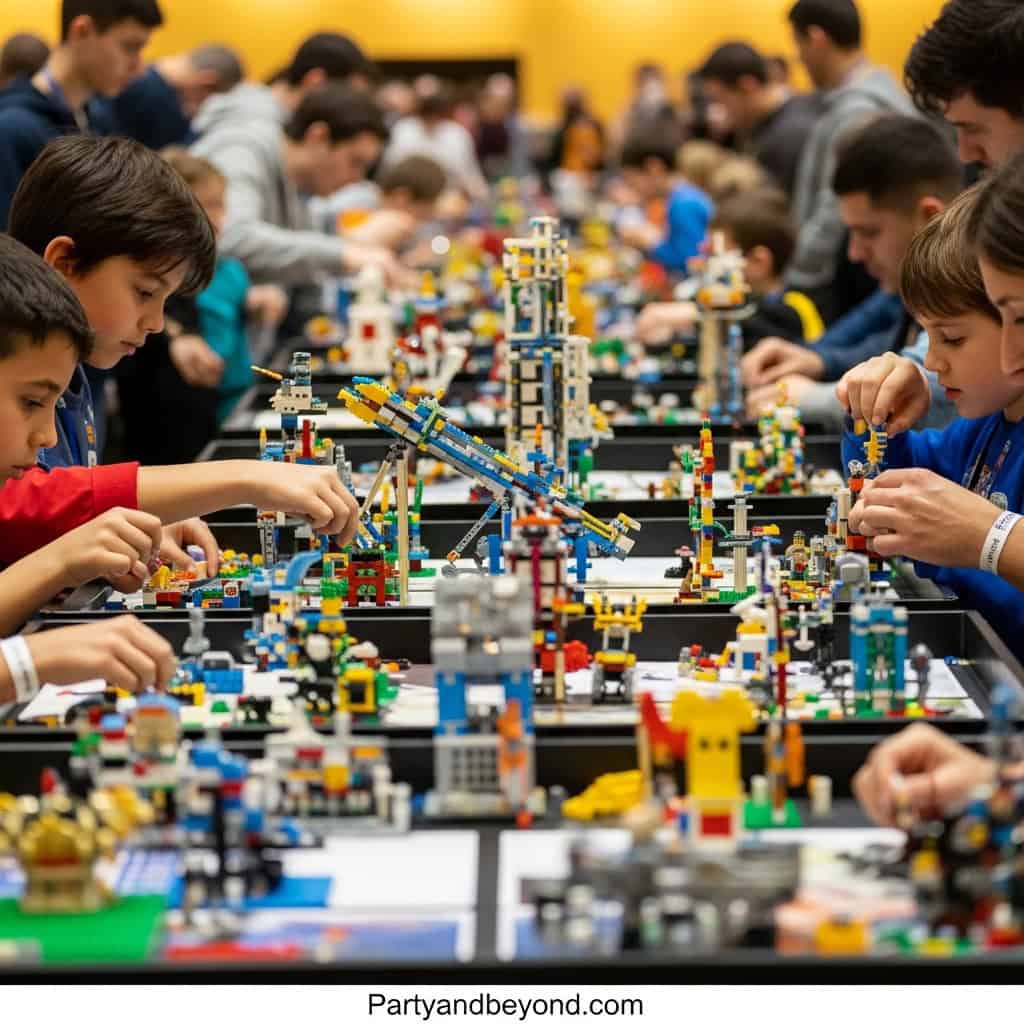 Creative LEGO building activity for wedding guests' entertainment and engagement.