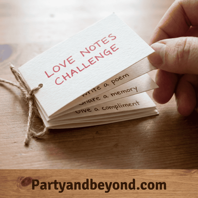 Miniature love notes with writing prompts for fun Valentine activities.