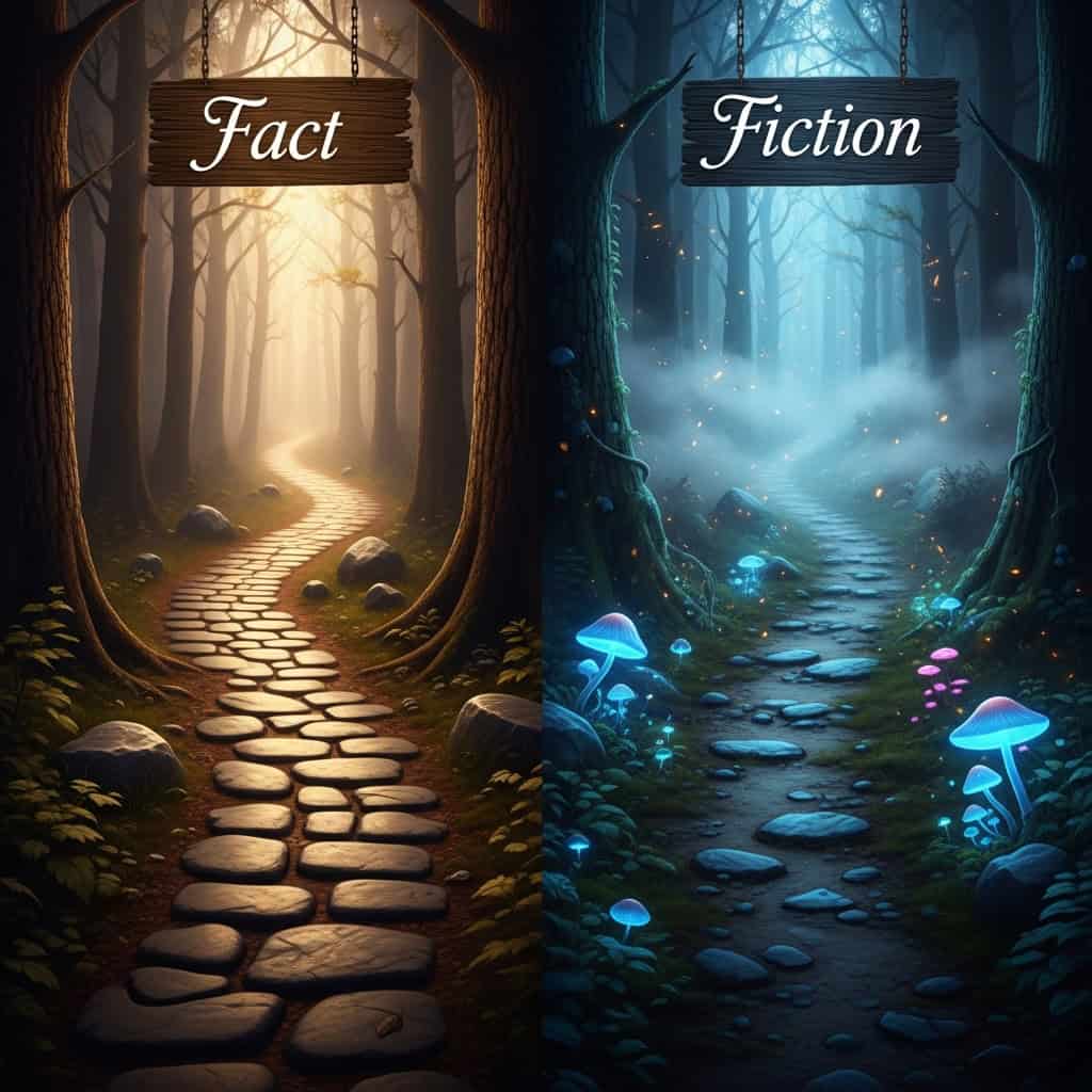 Enchanted forest scene with glowing mushrooms, perfect for senior citizens' celebration activities.