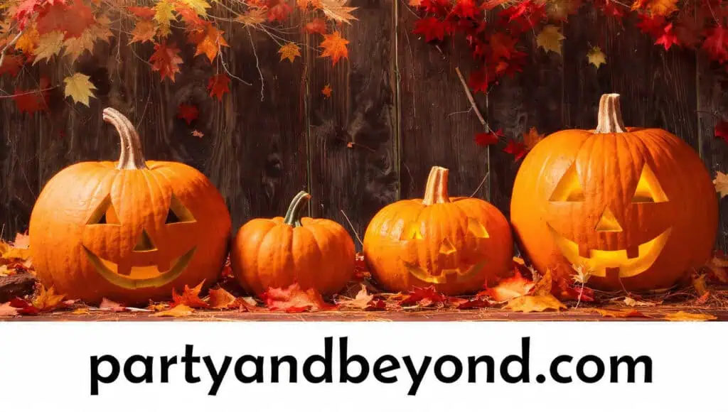Pumpkin and fall leaf Halloween backdrop perfect for family and harvest photos