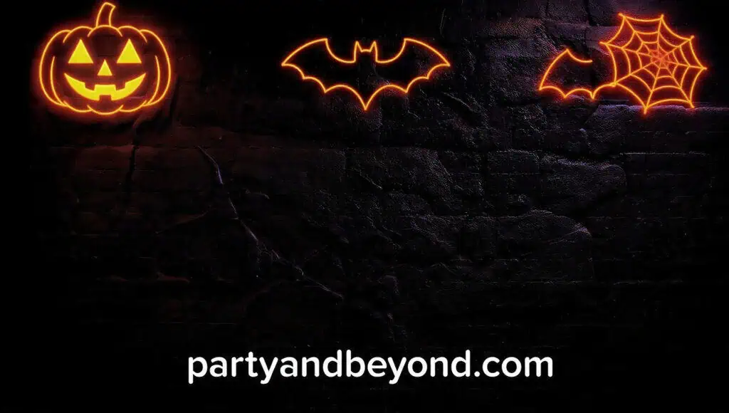 Halloween LED neon sign backdrop featuring a glowing Stay Spooky message
