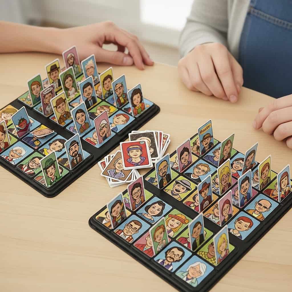 Fun senior citizen party game with colorful character cards for engaging celebrations.