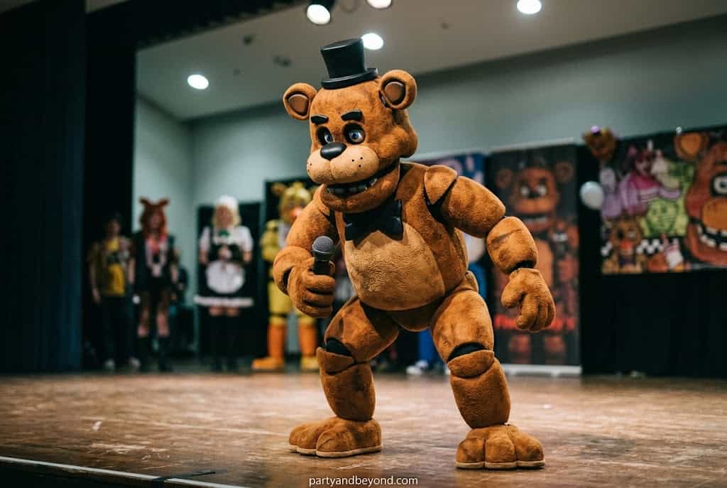 Teen boy wearing Freddy Fazbear costume inspired by Five Nights at Freddy&rsquo;s
