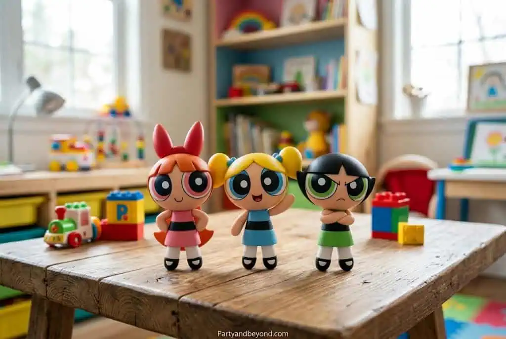 Teen Girl Halloween Costume Ideas showing colorful Powerpuff Girls costumes with matching dresses and accessories.