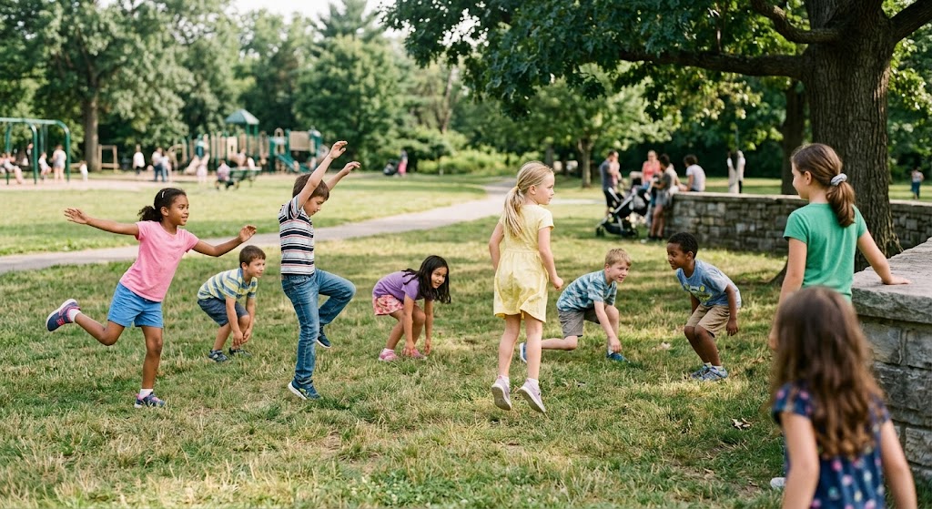 Statues freeze dance game for kids
