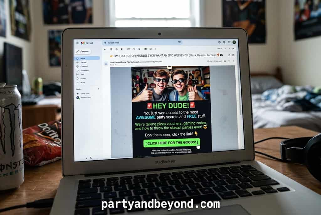 Cheap and funny spam email costume idea for teen boys