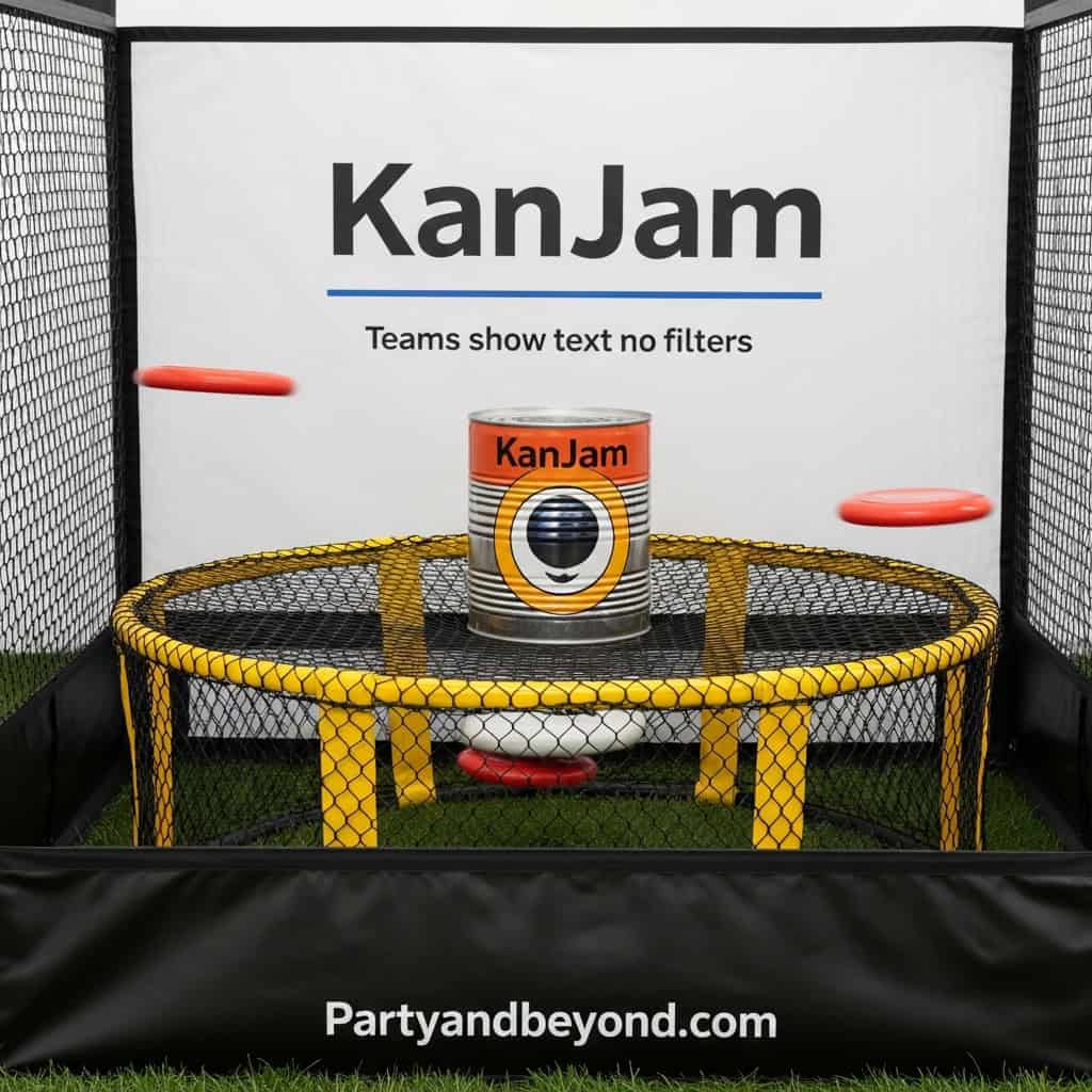 Kanjam game setup for outdoor wedding lawn entertainment.