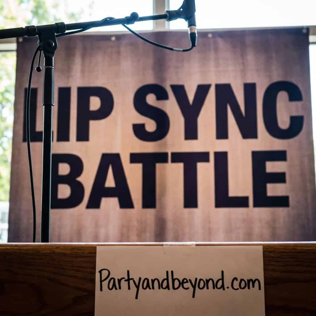 Lip sync battle banner for teen party games and entertainment.