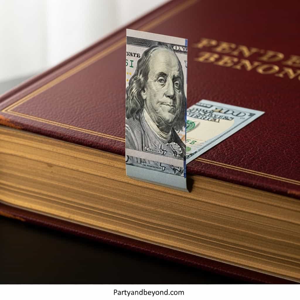 Creative money gift idea for teens with dollar bill folded into a book shape.