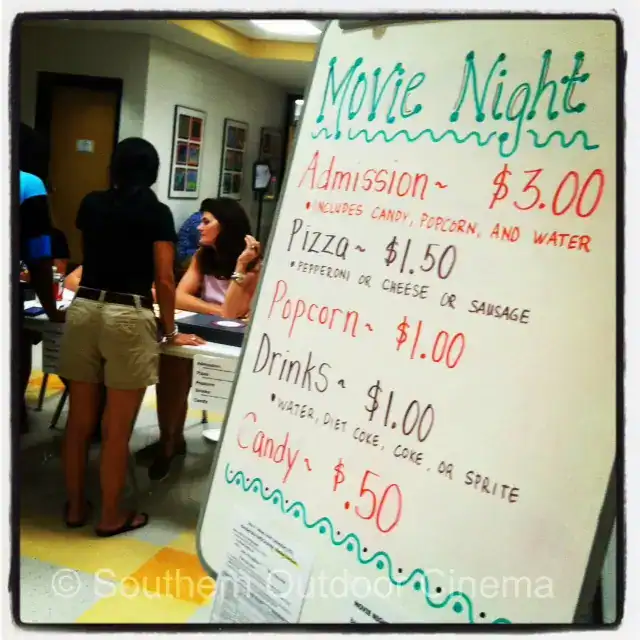 Fundraising event with food and drinks for teens at Movie Night.