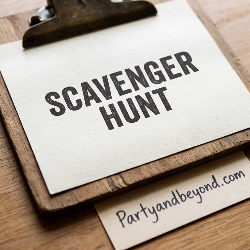 Fun scavenger hunt activity for teenagers at parties and teen events.