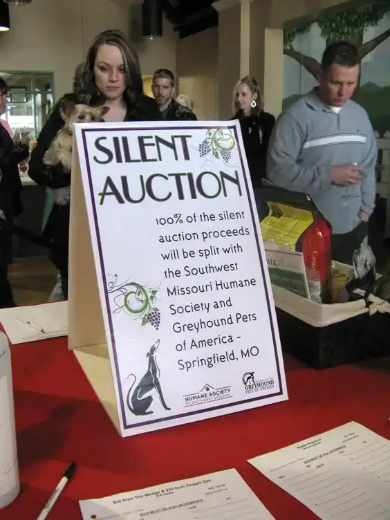 Silent auction event supporting Missouri Humane Society and community pets.