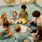 85+ Hilarious Simon Says Commands For Kids Children playing Simon Says game indoors.