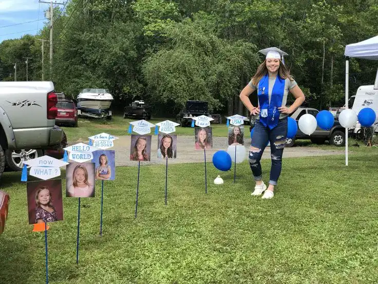 Mini graduation ceremony photo booth with themed props and personalized certificates for end-of-year school celebration