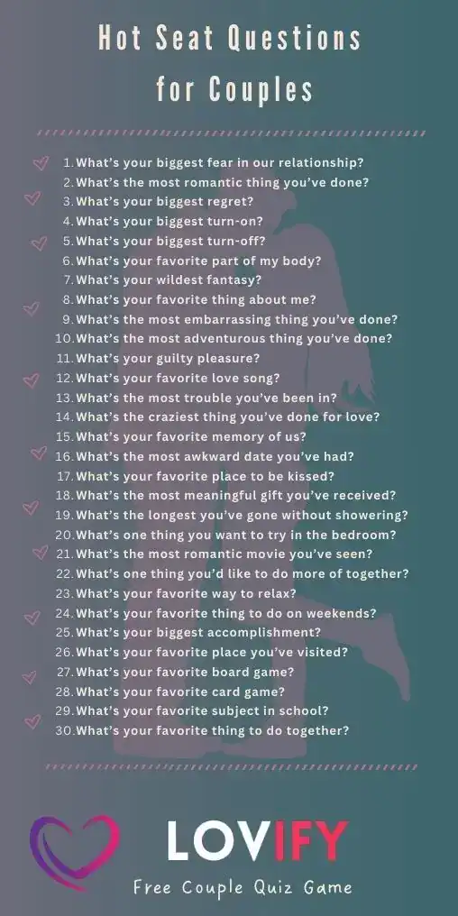 Fun and engaging hot seat questions for couples to deepen connection and spark meaningful conversati.