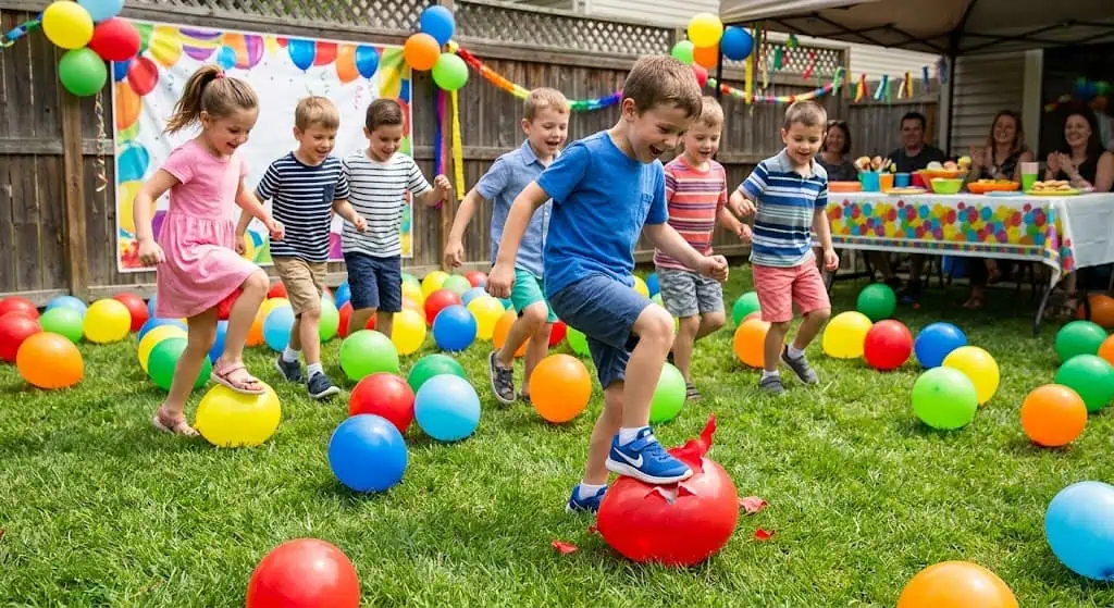 Balloon stomp yard game for kids