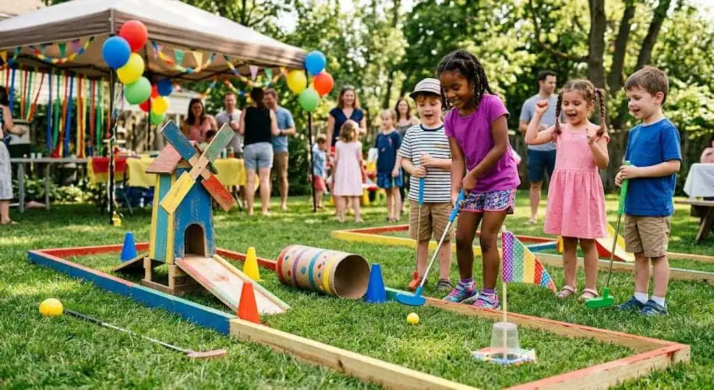 DIY mini golf backyard game for kids