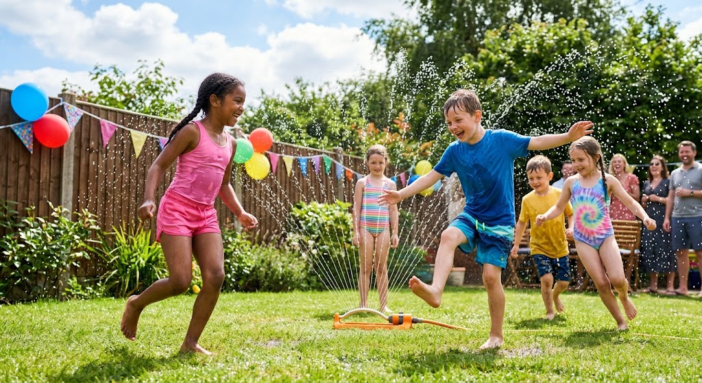 Sprinkler freeze tag water game for kids