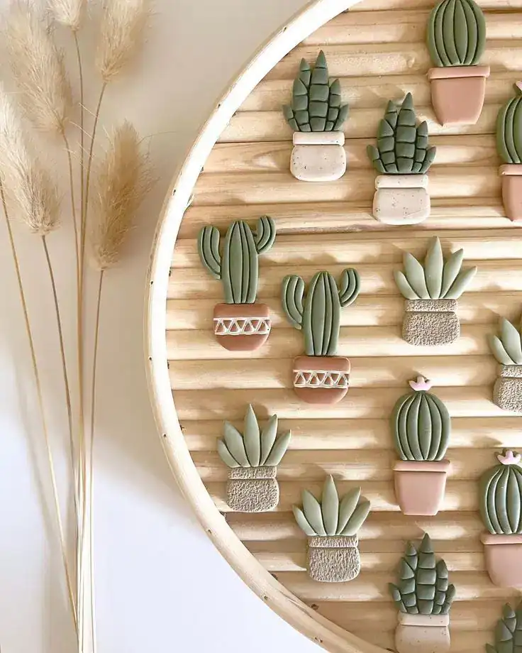 Stylish cactus plant wall decor for housewarming party favors and celebrations.