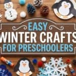 31 Easy Winter Craft For Preschoolers Colorful winter craft supplies and penguin decorations for preschool winter activities.