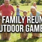 27 Fun Family Reunion Outdoor Games Family playing outdoor tug-of-war game at a fun family reunion event.
