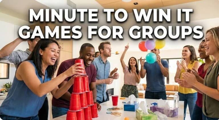 Fun group Minute to Win It games for team building and entertainment.