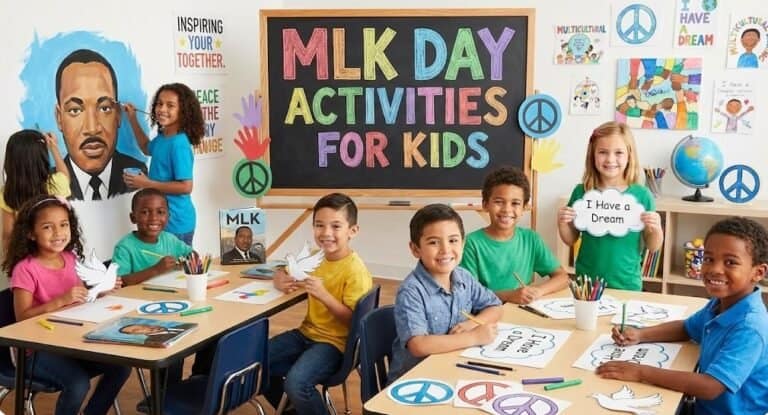 Engaging MLK Day activities for children in a classroom setting.