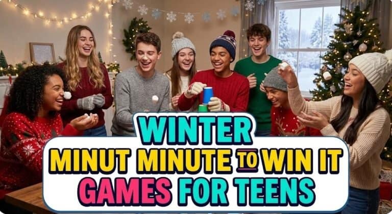 Fun winter-themed Minute-to-Win-It games for teens at parties. Perfect for engaging teens in energet.