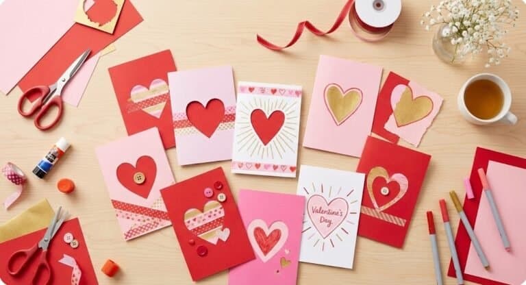 Creative DIY Valentine’s Day cards with hearts and festive designs.
