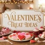 27 Valentine’s Treat Ideas Assorted Valentine’s Day treats including cupcakes, cookies, and macarons on a festive table.