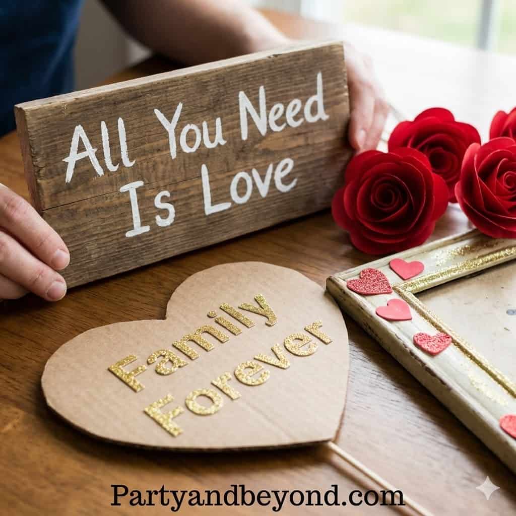 All you need is love sign with red roses for Valentine's Day photoshoot.