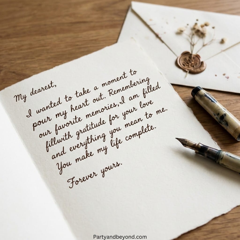 Romantic love letter for husband with heartfelt message and elegant stationery. Perfect for Valentin.