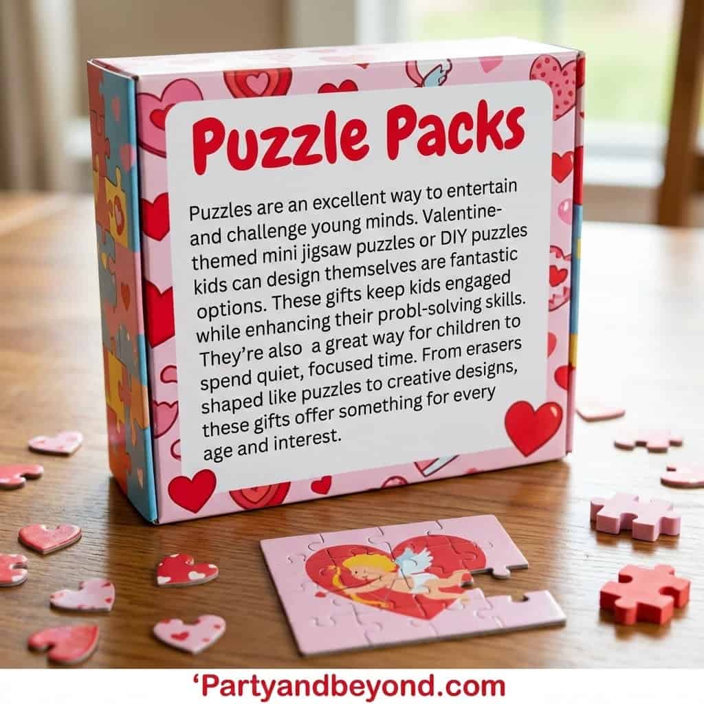 Puzzle packs for kids Valentine's Day gifts, perfect for classroom activities and engaging young min.