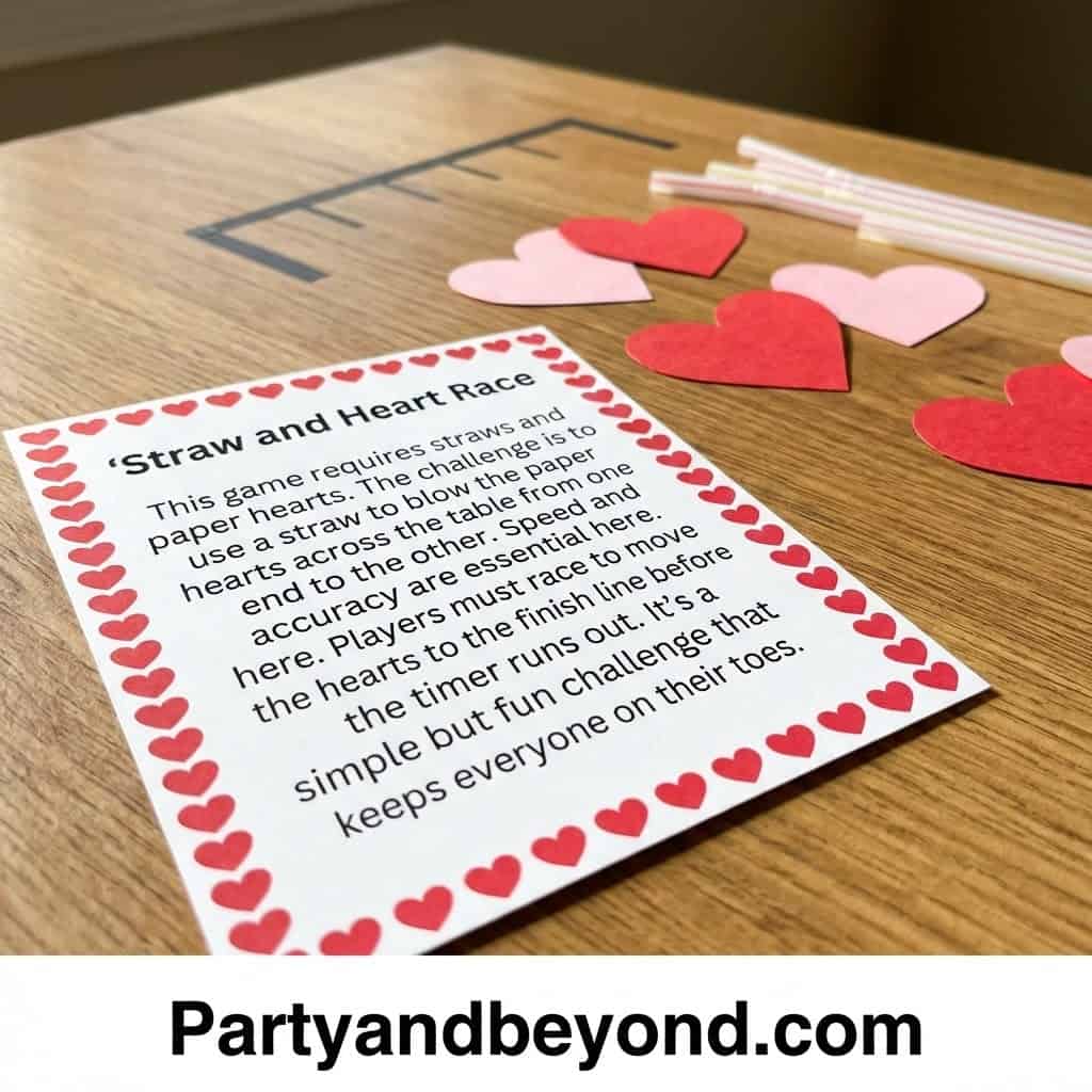 Valentine's Day-themed game card for fun activities.