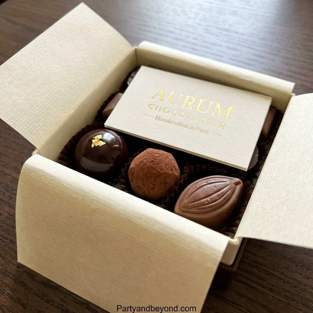 Delicious assorted chocolates in elegant gift box for special occasions.