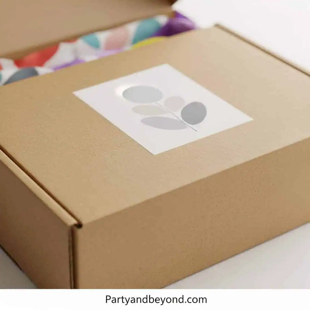 Gift box with minimalist leaf design for teens' birthday presents.