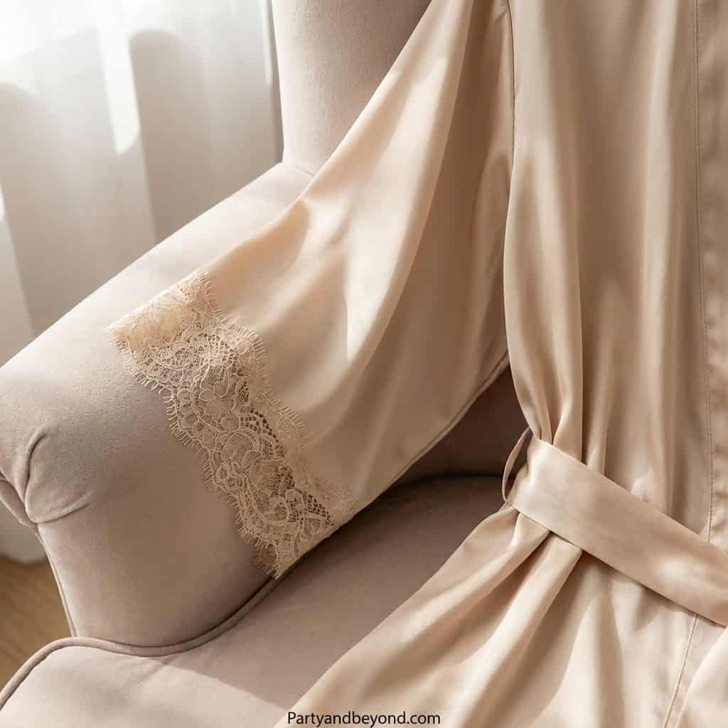 Luxurious satin curtain with lace accents, perfect for stylish window treatments.