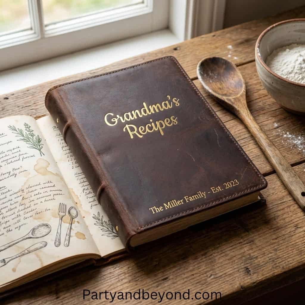 Personalized Grandma’s Recipes journal for family cooking traditions.