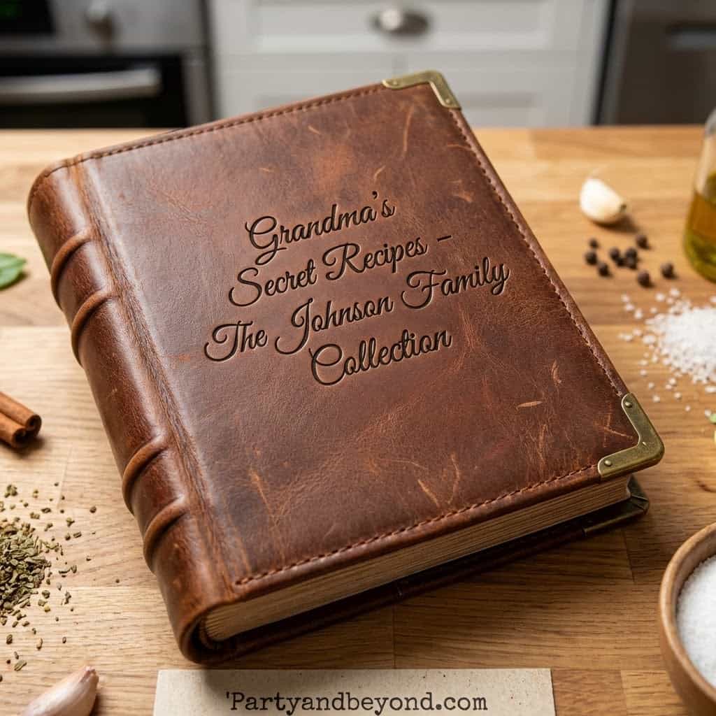 Vintage leather recipe book for grandma's secret family recipes.