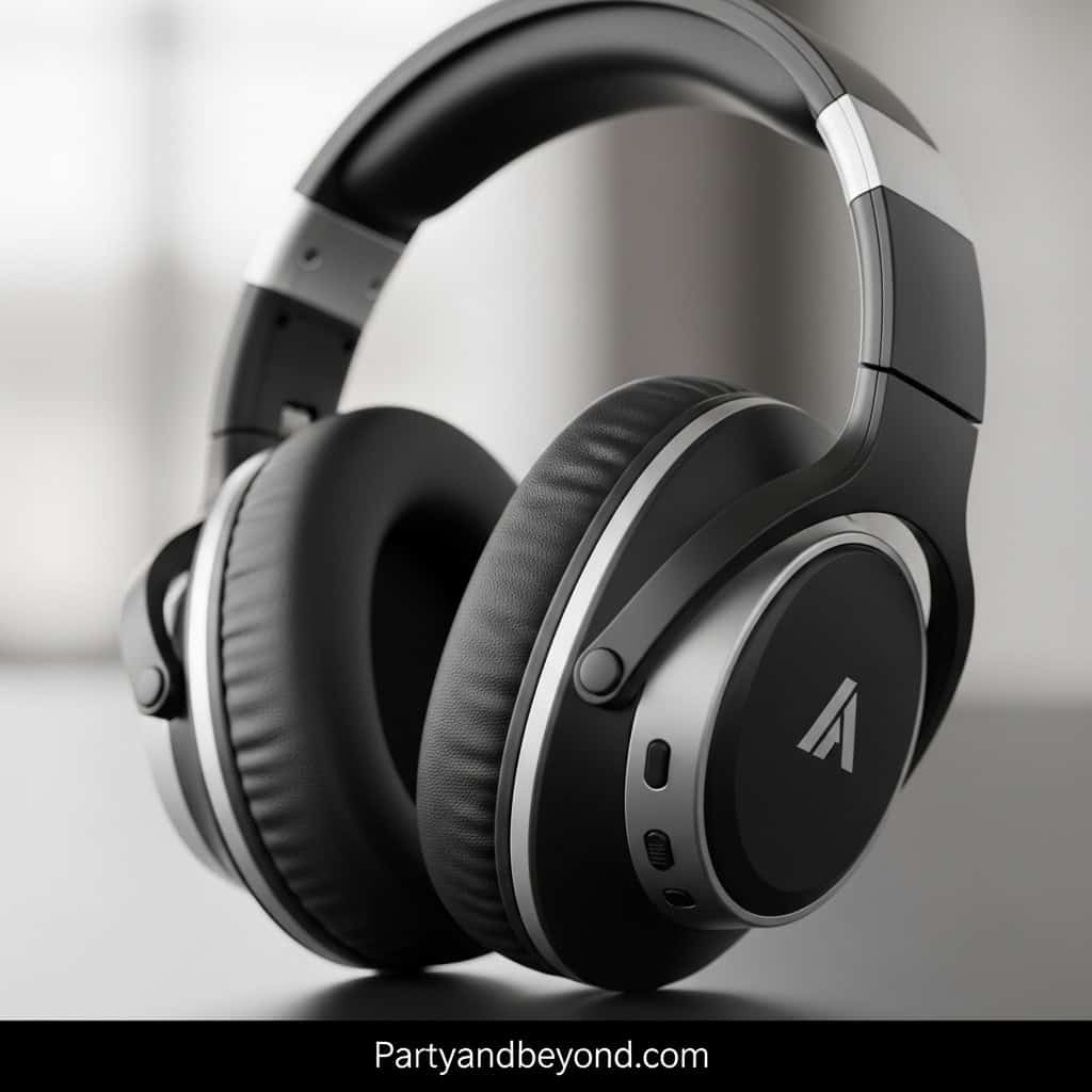 Modern black over-ear headphones with sleek design for gaming and music.