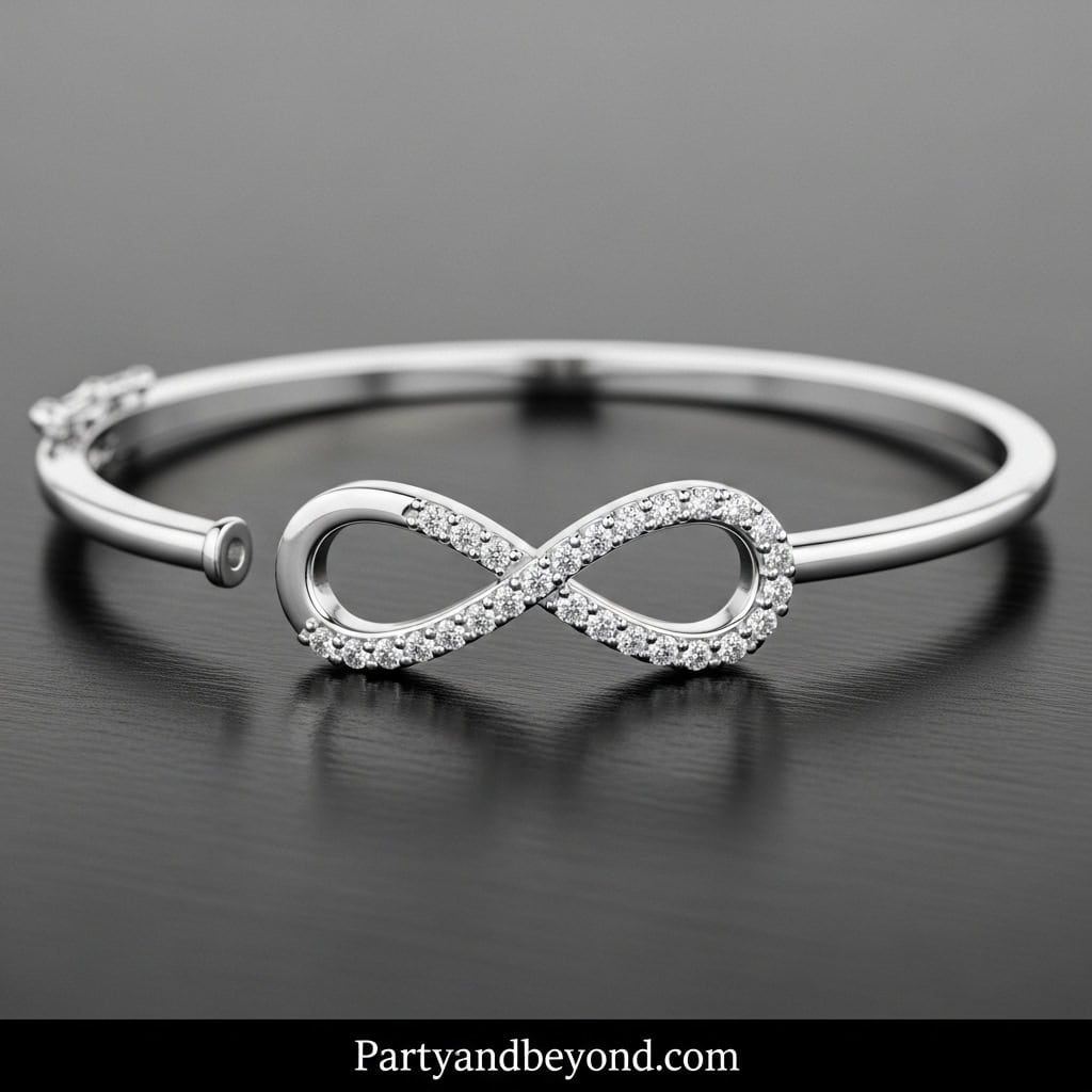Elegant infinity bracelet with crystals, perfect for gender reveal gift ideas in 2026.