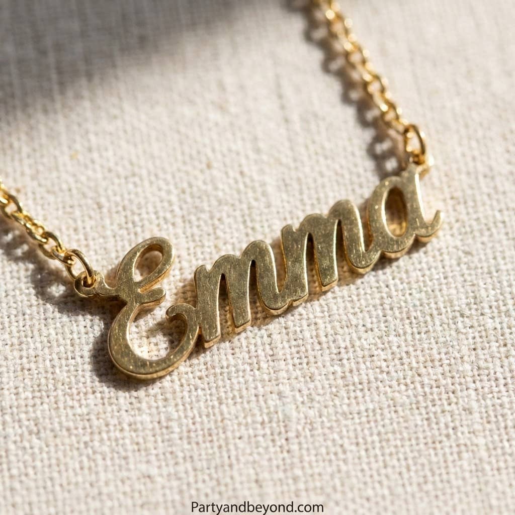 Gold "Emma" name necklace, perfect Mother’s Day gift idea 2026.